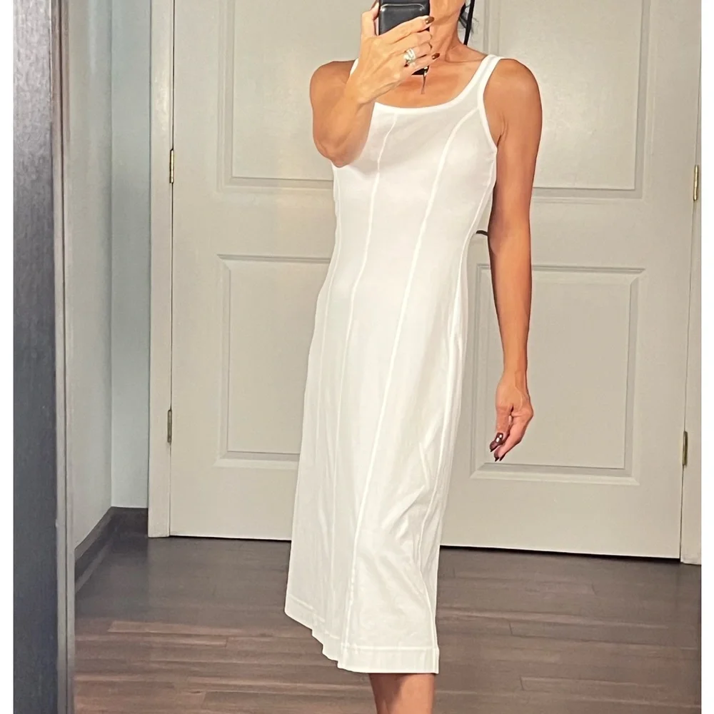 EVERLANE white Luxe Cotton Seamed
Tank Pullover Midi Dress size XXS NWT - Picture 4 of 11
